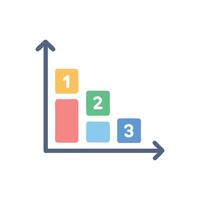 Descending bar chart with number indicators on White Background vector