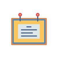 Bulletin board with paper pinned on isolated black backdrop vector