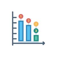 Downward trending colorful bar chart with numerical sequence vector