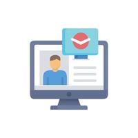 Online profile verification on a computer monitor notification icon vector