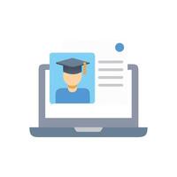 Online learning concept with graduation and academic record display vector