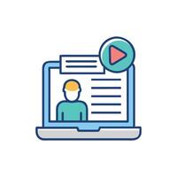 Online learning platform with tutorial on the screen vector