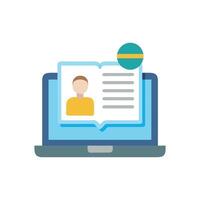 Laptop displaying online profile with notification flat illustration vector