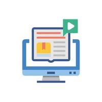 Desktop computer with play symbol and business content vector