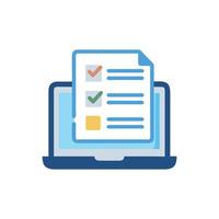 Online checklist on computer screen showing tasks completed vector