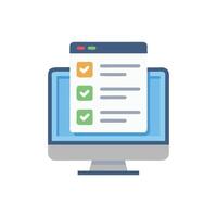 Digital checklist on computer screen representing tasks completed vector