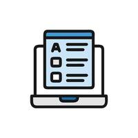 Online survey on laptop screen with multiple choice options vector