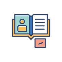 Open book icon with person and text illustration design vector