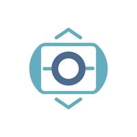 Modern Scroll Icon with Arrows and Circular Centerpiece vector