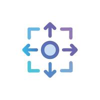 Flat icon representing expansion or distribution outwards direction vector