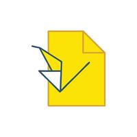 Origami bird graphic on document icon conveys transformation idea vector