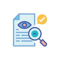 Document security check with magnifying glass and confirmation tick vector