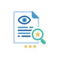 Document review with eye and magnifying glass icon vector