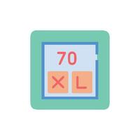 Flat design icon displaying number 70 and XL symbols vector