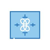 Blue square with symmetrical white design and cross markers vector
