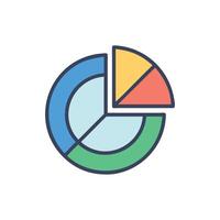 Colorful segmented pie chart icon against a dark background vector