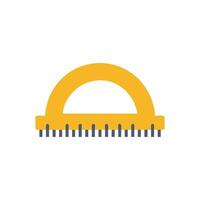 Flat design yellow protractor with measurement markings on White vector