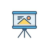 Simple presentation board featuring mountain and sun graphic design vector