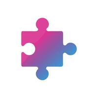 Gradient puzzle piece on White Background representing integration and solutions vector