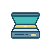 Flat illustration of an open document scanner machine vector