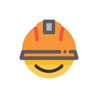 Smiling construction worker icon with helmet and protective gear vector