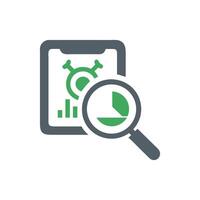 Virus Data Analysis on Smartphone Screen with Magnifying Glass vector