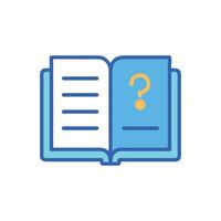 Open book with a question mark illustration graphic style vector