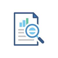 Business data analysis with magnifying glass showing report data vector