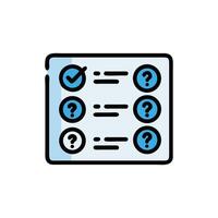 Checklist with a tick mark and question mark circles vector