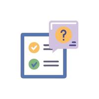 Form with checklist and a question mark speech bubble vector