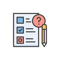 Checklist with question mark illustration in flat design style vector
