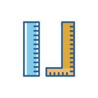 Stylized rulers depicting straightedge and Lsquare with linear design vector