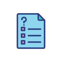 Blue questionnaire document with question mark, checklist design vector