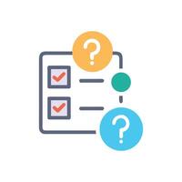 Checklist flow with questions marks in flat design style vector