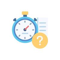 Stopwatch with question mark symbol represents deadline clarification vector