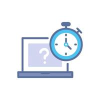 Laptop with question mark and timer deadline concept icon vector