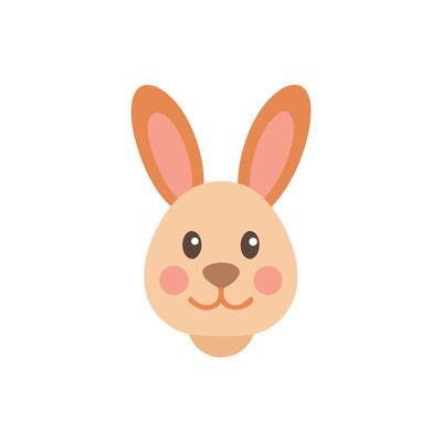 Cartoon rabbit face graphic on White Background design