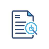 Document review with magnifier tool in modern flat style vector