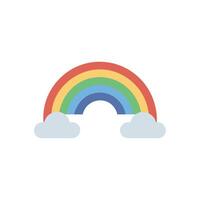 Flat rainbow with clouds on a White Background vector