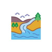 Flat illustration of a river flowing through nature vector