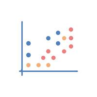 Scatter plot graph illustrating correlation with blue axis lines vector
