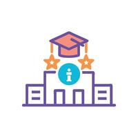 University information icon featuring graduation cap and building outline vector