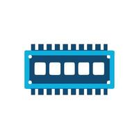 Stylized blue RAM module on White computer component vector
