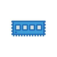 Blue computer RAM module on a White Background view vector