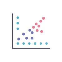 Scatter plot graph demonstrating trend analysis on White Background vector