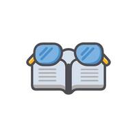 Open book with eyeglasses on a White Background icon vector