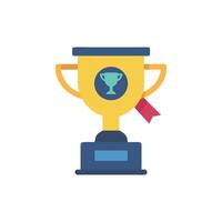 Flat Style Trophy on White Background with ribbon detail vector