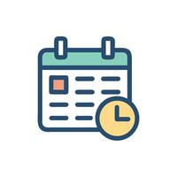 Calendar with Clock Icon Representing Deadline or Schedule vector