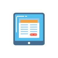 Tablet showing a document in a flat style design vector