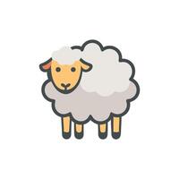 Cartoon sheep with fluffy wool on White Background vector